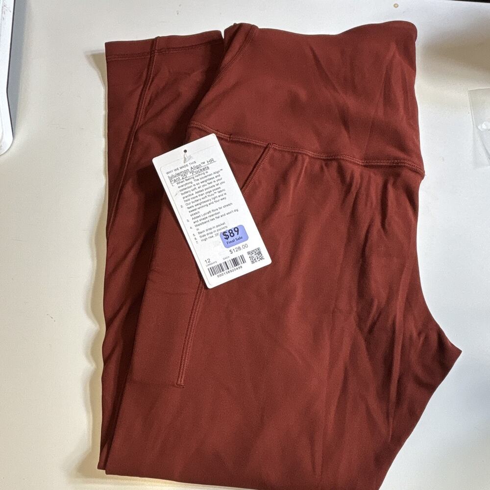 Lululemon Align HR Pant 25" Pockets Size 12